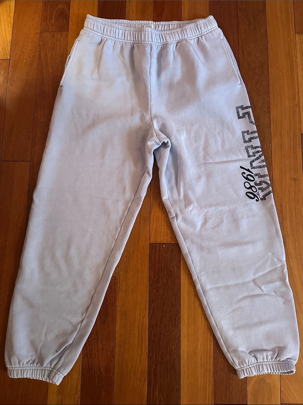 PINK Victoria's Secret Light Blue Graphic Joggers